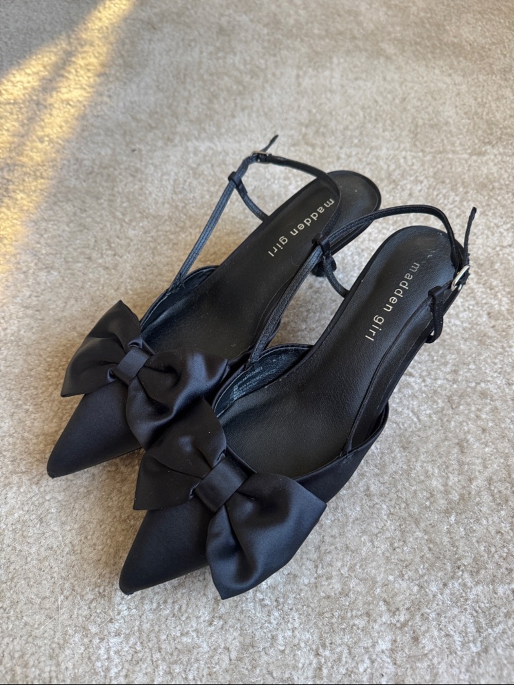 Madden Girl Black Pointed Bow Slingback Heels